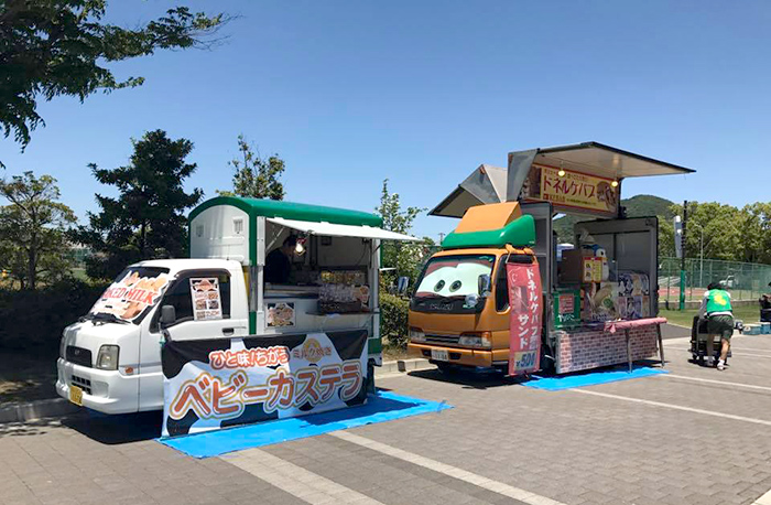 紀三井寺運動公園陸上競技場でドネルケバブ・スノーアイス・ベビーカステラ販売中！